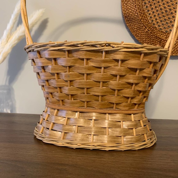Vintage Wicker Rattan Plant Stand Boho Basket - Picture 7 of 11